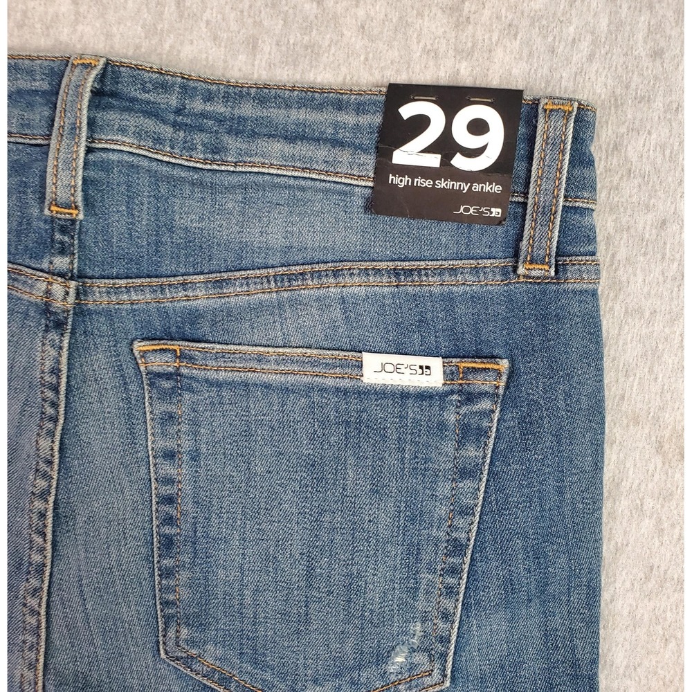 Joe's Jeans Womens 29 Blue High Rise Skinny Ankle Distressed Raw Hem Stretch - Picture 6 of 14